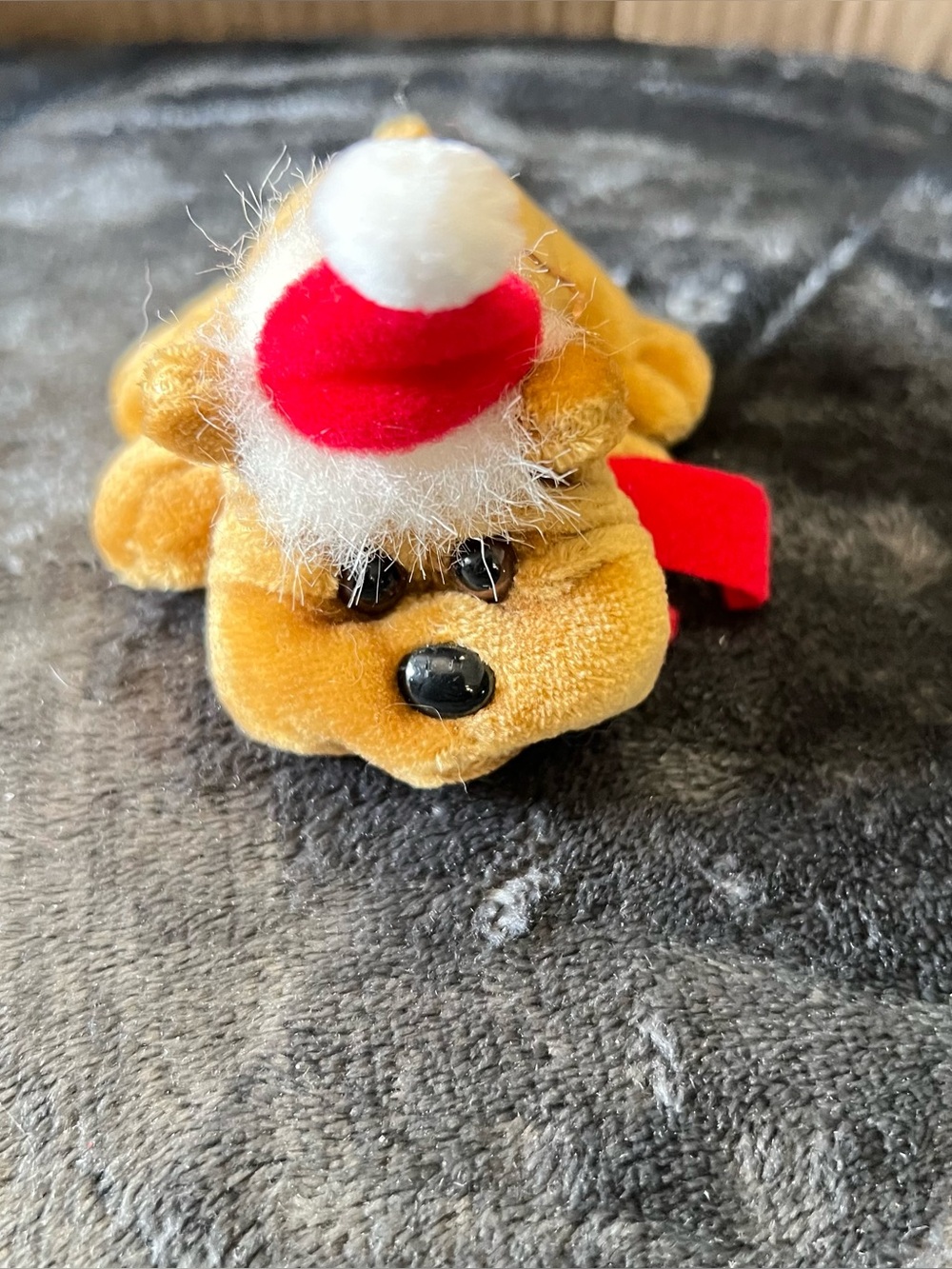 Vintage Kennel Kuddlee Pup Bulldog Plush Santa Hat Tara Toy 1986 Ornament